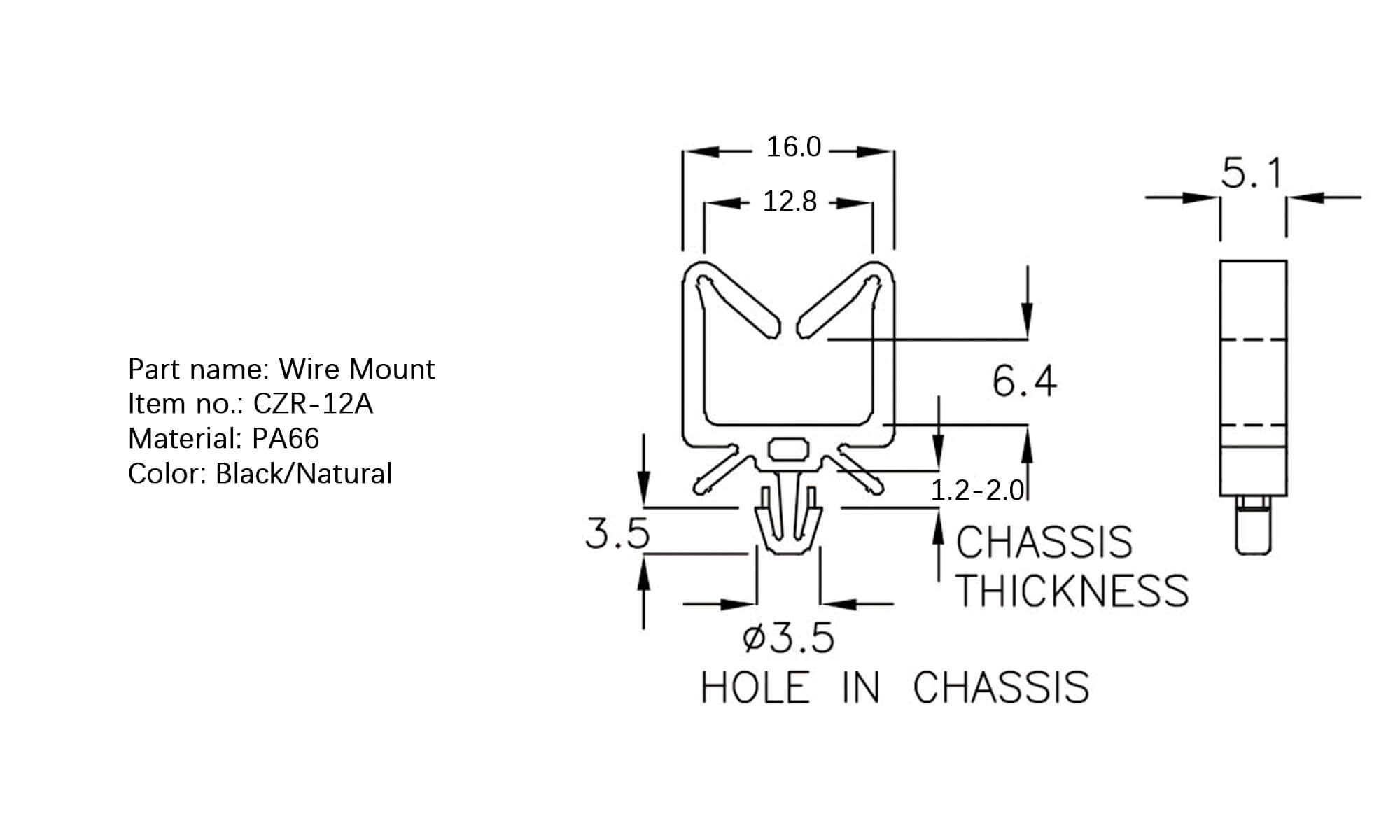 Plastic Wire Mount CZR-12A